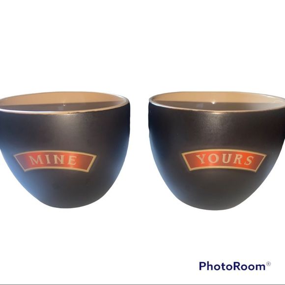 Vintage Bailey’s Irish Cream Ceramic Mine Yours Cups Matching Set - Picture 1 of 4